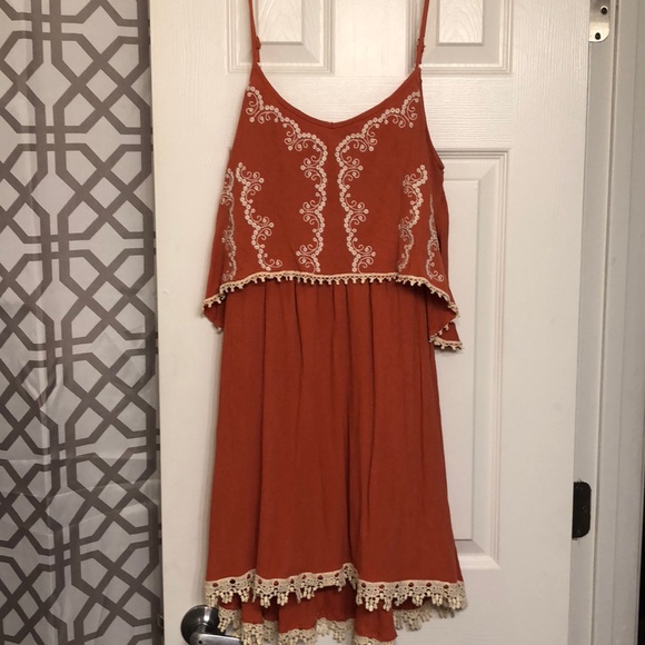 burnt orange flowy dress
